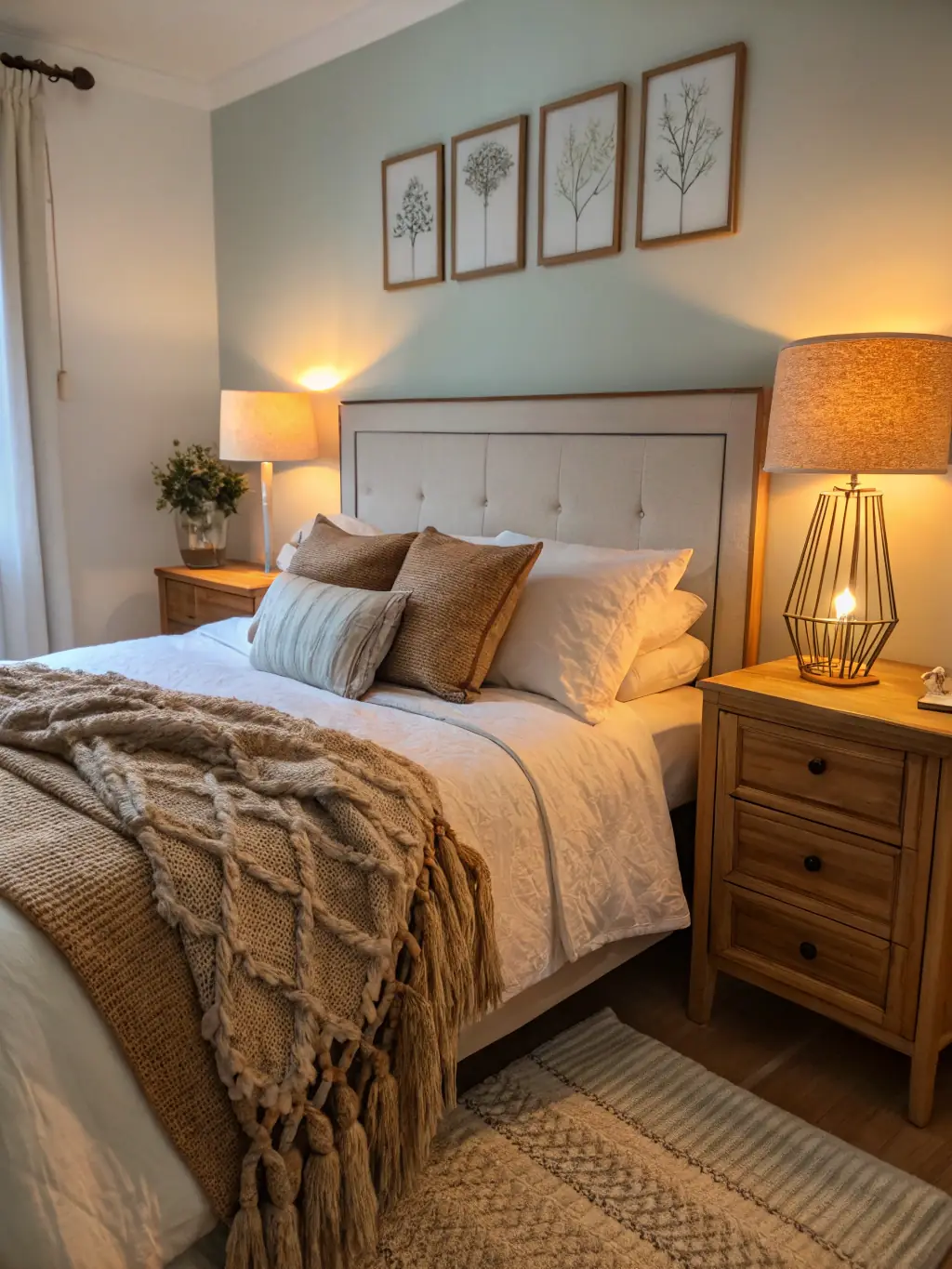 A freshly made bed in a clean and airy bedroom, illustrating the attention to detail and refreshing atmosphere created by Katie The Maid Co.'s monthly cleaning service.