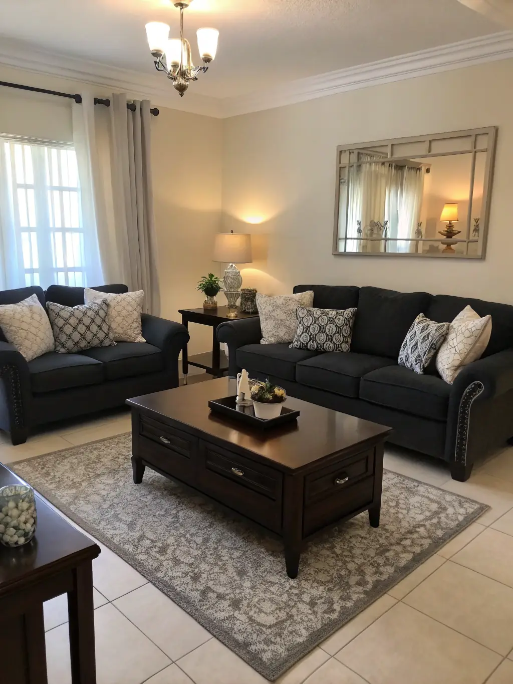 A cozy living room being cleaned, showcasing a spotless coffee table and organized shelves, emphasizing the comfort and cleanliness Katie The Maid Co. brings to homes.