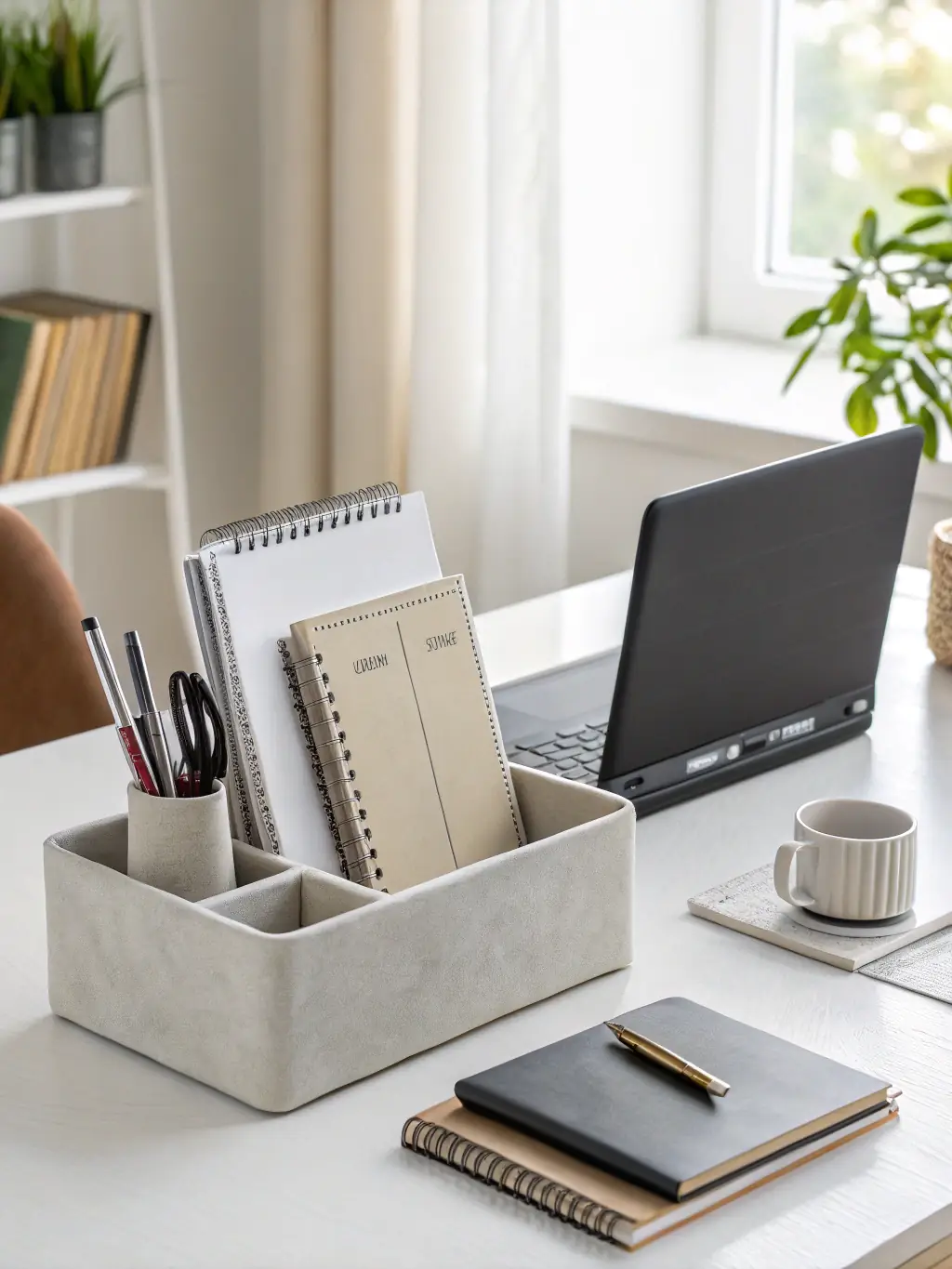 A well-organized and clutter-free home office, demonstrating the comprehensive cleaning services offered by Katie The Maid Co. for all areas of the home.